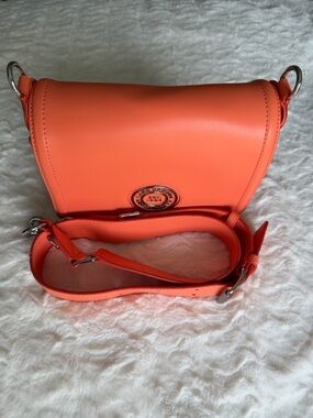 Marc Jacobs Orange Crossbody Saddle Bag with Logo Disc